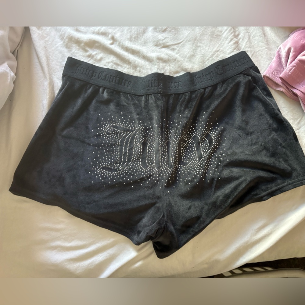 Juicy Couture Black Rhinestone Lounge Shorts